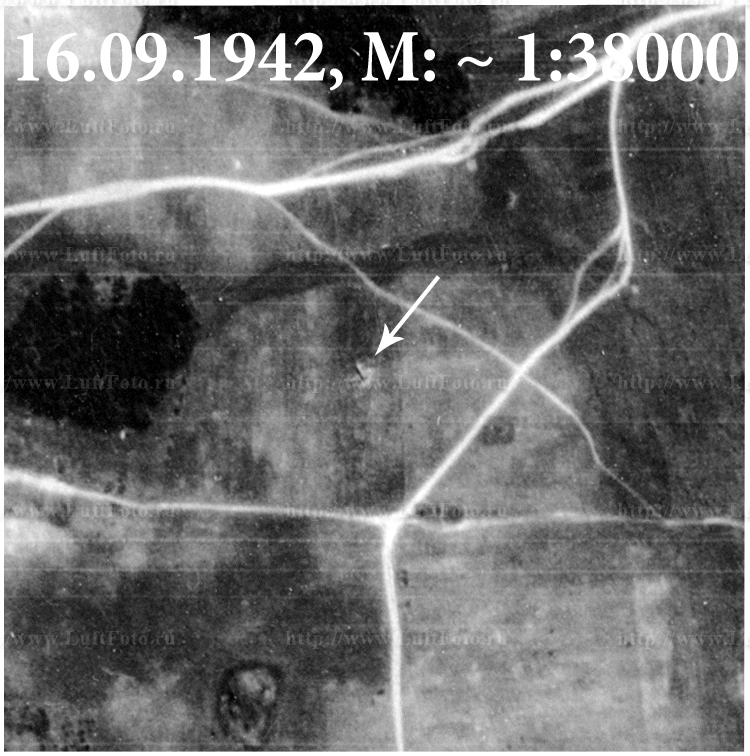 German Luftwaffe Junkers 88 (JU-88) wreckage place, 16.09.1942, scale ~1:38000