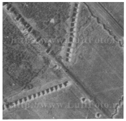Anti-Tank trench on the German Luftwaffe Aerial Reconnaissance photogtaph, scale ~1:15000.